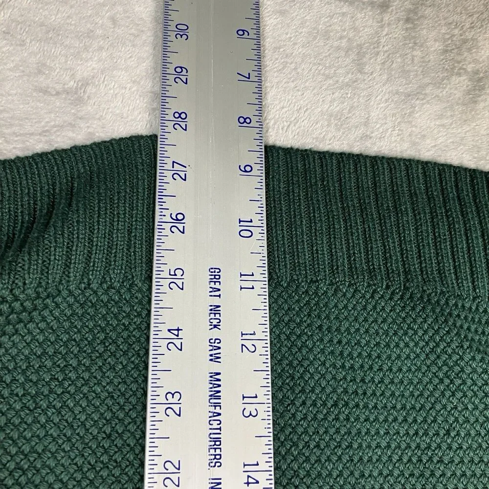 J Crew Sweater Mens S Green Crewneck Premium Basket-stitch Cotton Smart Casual